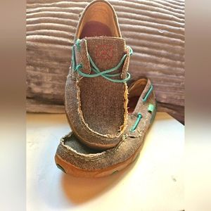 🩵Twisted X, Size 9 1/2, Teal Boat Shoe Driving Moc🩵